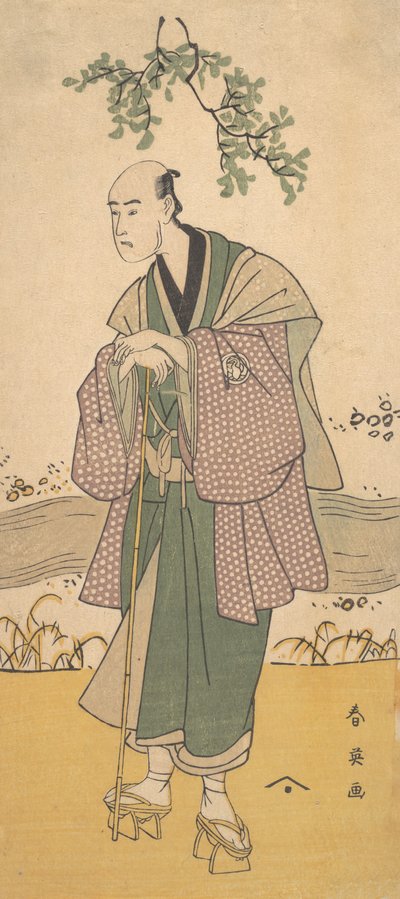 Il Terzo Bando Hikosaburo come un Uomo in Piedi sulla Riva di un Fiume da Katsukawa Shun