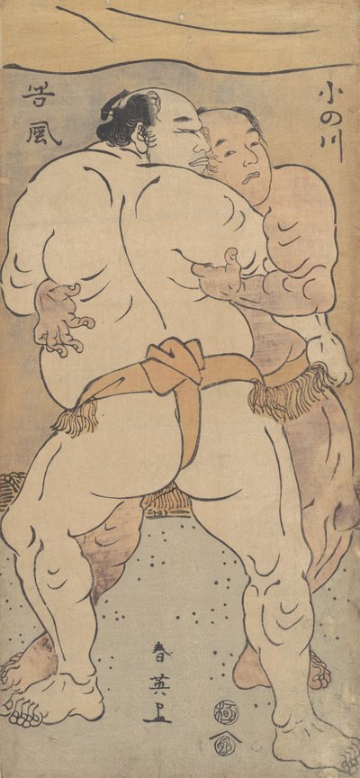 Due famosi lottatori Onogawa e Tanikase da Katsukawa Shun