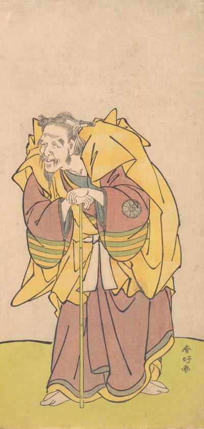 Nakamura Tomijuro come un vecchio con una barba rada, ca. 1780 da Katsukawa Shunko