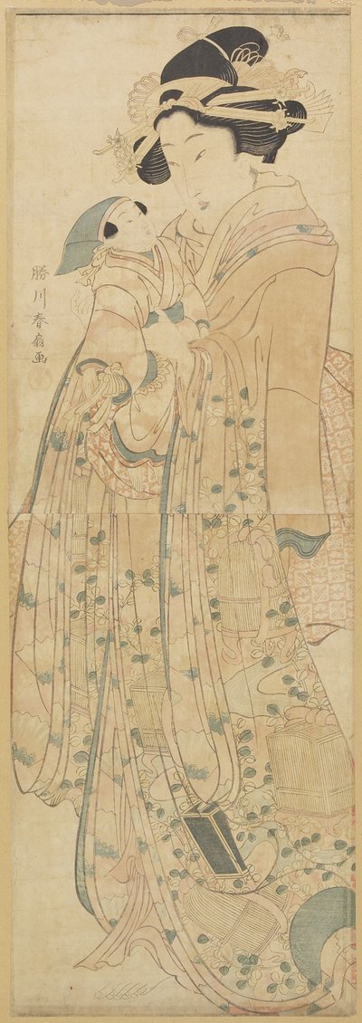 Donna che tiene una bambola, fine XVIII-inizio XIX secolo da Katsukawa Shunsen