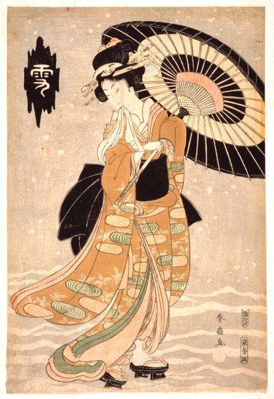 Neve, Luna e Fiori, c1812 da Katsukawa Shunsen