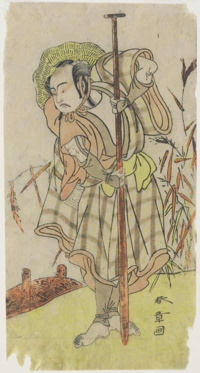 (Un attore in un ruolo con una pagaia) da Katsukawa Shunsho