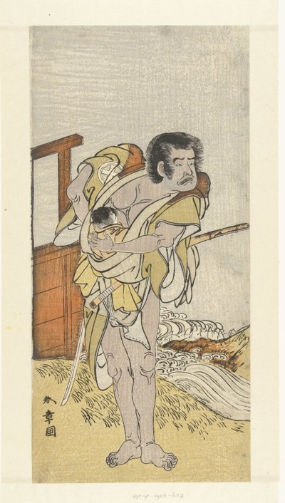 Attore Otani Hiroemon III con bambino da Katsukawa Shunsho