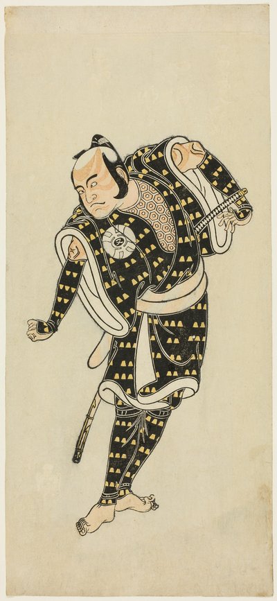Attore Bandô Matatarô IV come Gempachibyôe in “Fiocchi di neve: Fiori di prugna Kaomise” (“Mutsu no hana ume no kaomise”) da Katsukawa Shunsho