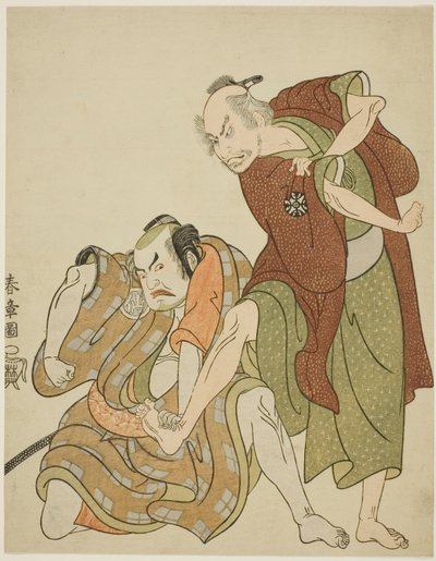Attori nei ruoli di Giheiji e suo genero, Danshichi Kurobei da Katsukawa Shunsho
