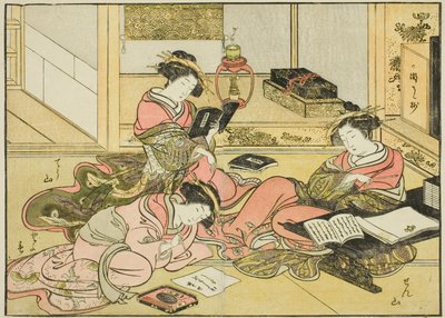 Cortigiane del Chojiya, dal libro "Specchio delle belle donne dei quartieri del piacere (Seiro bijin awase sugata kagami)," vol. 1 da Katsukawa Shunsho