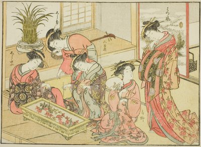 Cortigiane del Wakanaya, dal libro "Specchio delle Belle Donne dei Quartieri del Piacere (Seiro bijin awase sugata kagami)," vol. 1 da Katsukawa Shunsho