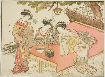 Cortigiane dello Yadaya, dal libro "Specchio delle belle donne dei quartieri del piacere (Seiro bijin awase sugata kagami)," vol. 1 da Katsukawa Shunsho