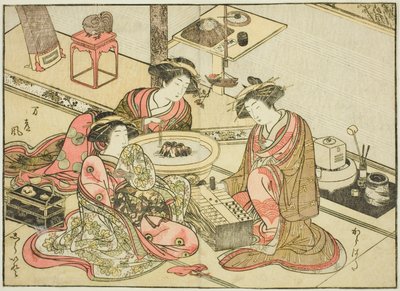 Cortigiane dello Yamashiroya, dal libro "Specchio delle belle donne dei quartieri del piacere (Seiro bijin awase sugata kagami)," vol. 2 da Katsukawa Shunsho