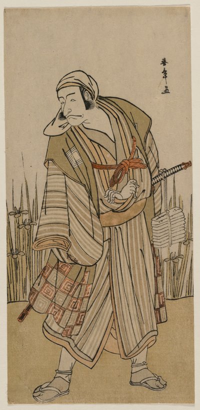 Ichikawa Danjuro V come un viaggiatore accanto a un gruppo di iris, c. 1780 da Katsukawa Shunsho