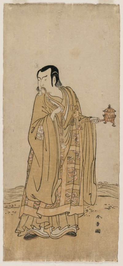 Ichimura Uzaemon IX come Shingen in Una stringa di perline di preghiera agitata a un nastro di cascata da Katsukawa Shunsho