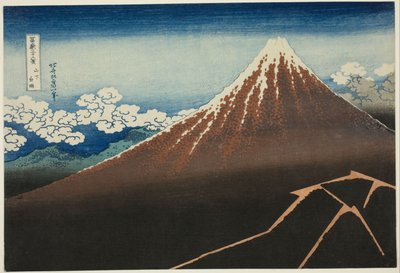 Pioggia sotto la vetta da Katsushika Hokusai