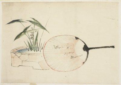 Ventaglio e composizione floreale da Katsushika (school of) Hokusai