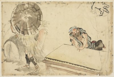 Produttore di mochi e produttore di tatami, c.1815-1849 da Katsushika (school of) Hokusai
