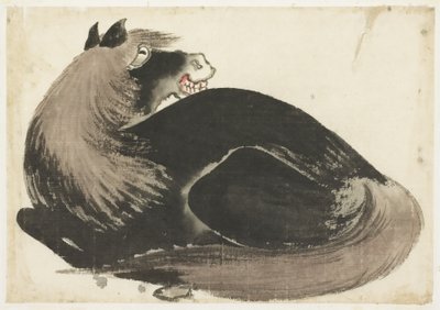 Cavallo reclinato da Katsushika (school of) Hokusai