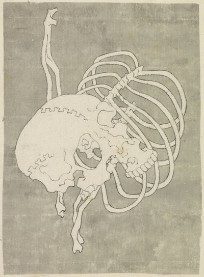Teschio e una cassa toracica da Katsushika Hokusai (possibly)