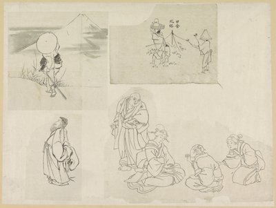 Quattro scene con diverse figure da Katsushika Hokusai (possibly)
