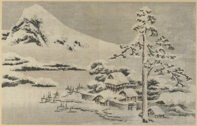 Villaggio marittimo nella neve, 1814 da Katsushika Hokusai