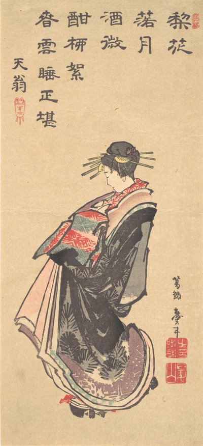 Una cortigiana in parata, vestita con molti abiti, fine XVIII-inizio XIX secolo da Katsushika Hokusai