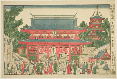 Veduta prospettica: La Porta dei Due Re Deva del Tempio di Kinryuzan da Katsushika Hokusai