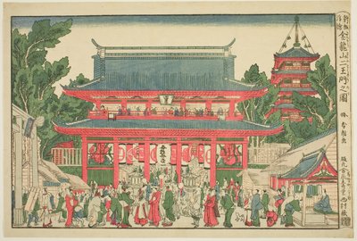 Vista Prospettica: La Porta dei Due Re Deva del Tempio di Kinryuzan da Katsushika Hokusai
