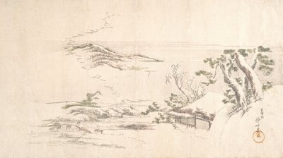 Paesaggio innevato con nuvole grigie da Katsushika Hokusai
