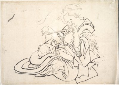 Una donna e un bambino da Katsushika Hokusai