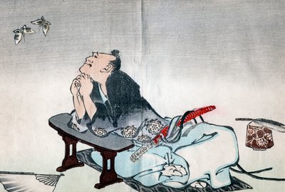 Un filosofo che osserva una coppia di farfalle da Katsushika Hokusai