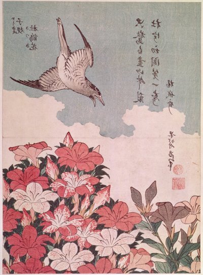 Azalee e cuculo, pubblicato da Eijudo, c.1830 da Katsushika Hokusai