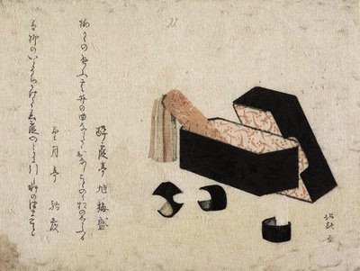 Scatola di lacca nera con battitori di Koto da Katsushika Hokusai