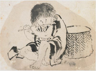 Ragazzo che suona il flauto, periodo Edo, ca. 1840 da Katsushika Hokusai