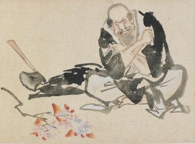 Allegoria buddista di un sacerdote che brucia rami di ciliegio da Katsushika Hokusai