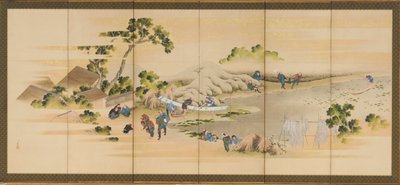 Scene di campagna e Monte Fuji, uno di una coppia, periodo Edo da Katsushika Hokusai