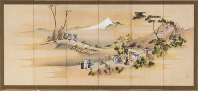 Scene di campagna e Monte Fuji, uno di una coppia, periodo Edo da Katsushika Hokusai