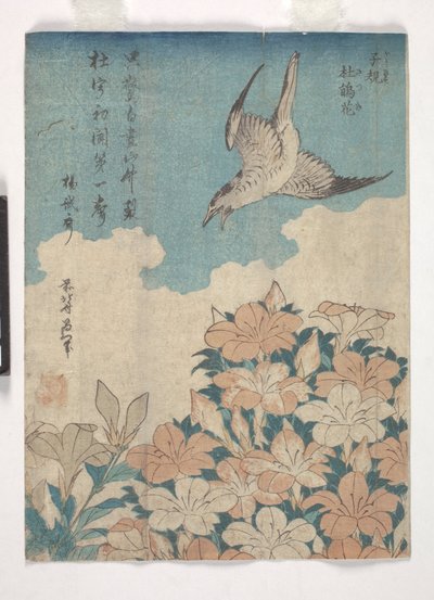 Cuculo e Azalea (xilografia a colori) da Katsushika Hokusai