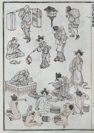 Gesti della vita quotidiana, da un Manga da Katsushika Hokusai