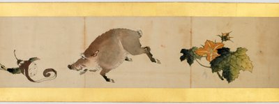 (dettaglio) di un Rotolo con Immagini Varie, Periodo Edo, 1839 da Katsushika Hokusai