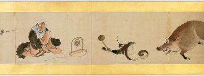 (dettaglio) di un Rotolo con Immagini Varie, Periodo Edo, 1839 da Katsushika Hokusai