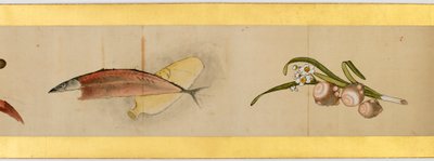 (dettaglio) di un Rotolo con Immagini Varie, Periodo Edo, 1839 da Katsushika Hokusai