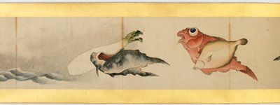 (dettaglio) di un Rotolo con Immagini Varie, Periodo Edo, 1839 da Katsushika Hokusai