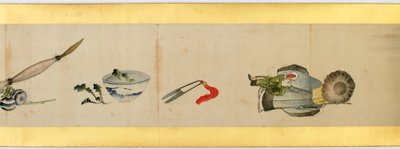 (dettaglio) di un Rotolo con Immagini Varie, Periodo Edo, 1839 da Katsushika Hokusai