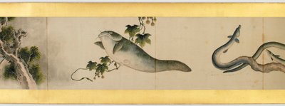 (dettaglio) di un Rotolo con Immagini Varie, Periodo Edo, 1839 da Katsushika Hokusai