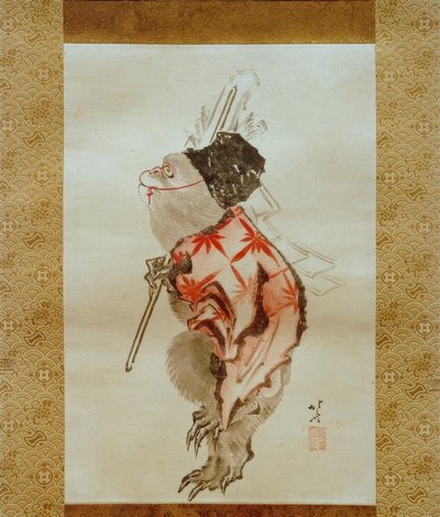 Scimmia addestrata da Katsushika Hokusai