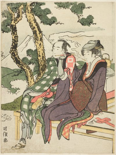 Bagliore serale per Date no Yosaku e Seki no Koman, dalla serie senza titolo nota come "Otto vedute di amanti tragici (Michiyuki hakkei)" da Katsushika Hokusai