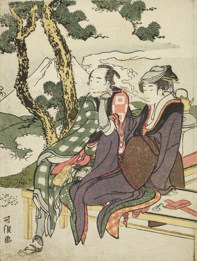 Bagliore serale per Date no Yosaku e Seki no Koman, dalla serie senza titolo nota come Otto vedute di amanti tragici da Katsushika Hokusai