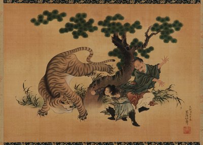 Pietà filiale: Yang Hsiang salva suo padre da una tigre da Katsushika Hokusai