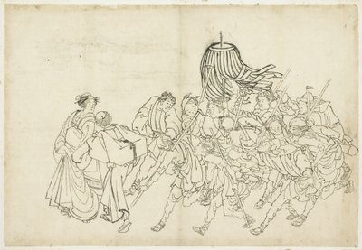 Pompieri in marcia verso il loro festival, 1615-1868 da Katsushika Hokusai
