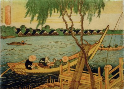 Pesca con lenza lunga nel fiume Miyato da Katsushika Hokusai