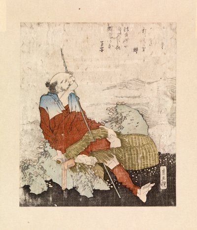 Pescatore che fuma accanto a un ruscello da Katsushika Hokusai