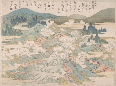 Ciliegi in fiore lungo il fiume Yoshino da Katsushika Hokusai